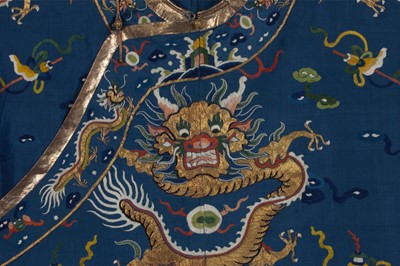 Lot 38 - An embroidered dragon robe, Chinese, circa...