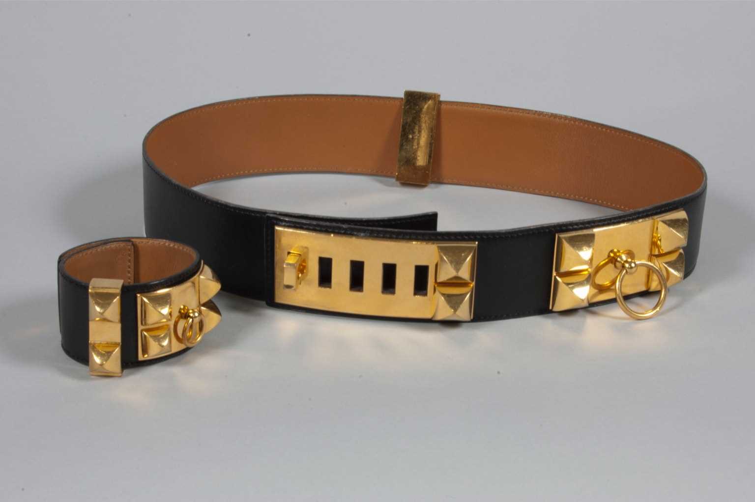 Lot 2 - An Hermès collier de chien belt and wristlet,...