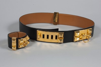 Lot 2 - An Hermès collier de chien belt and wristlet,...