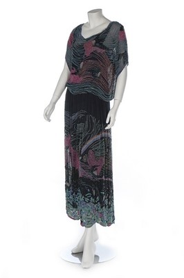 Lot 140 - A finely beaded chiffon flapper dress, circa...