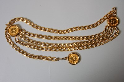 Lot 22 - A Chanel chain linked belt, 1980s, stamped...
