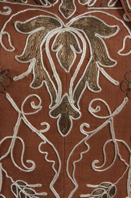Lot 126 - A Bruyre couture embroidered linen ensemble,...