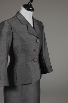 Lot 132 - A fine Balenciaga couture grey wool/silk day...