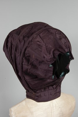 Lot 32 - A purple silk caleche bonnet, late 18th...