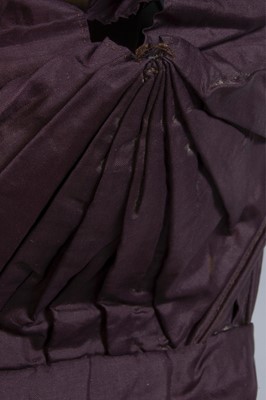 Lot 32 - A purple silk caleche bonnet, late 18th...