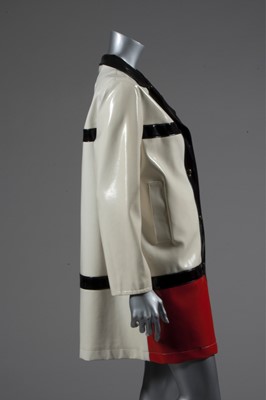 Lot 168 - A vinyl Mondrian-style coat, mid 1960s,...