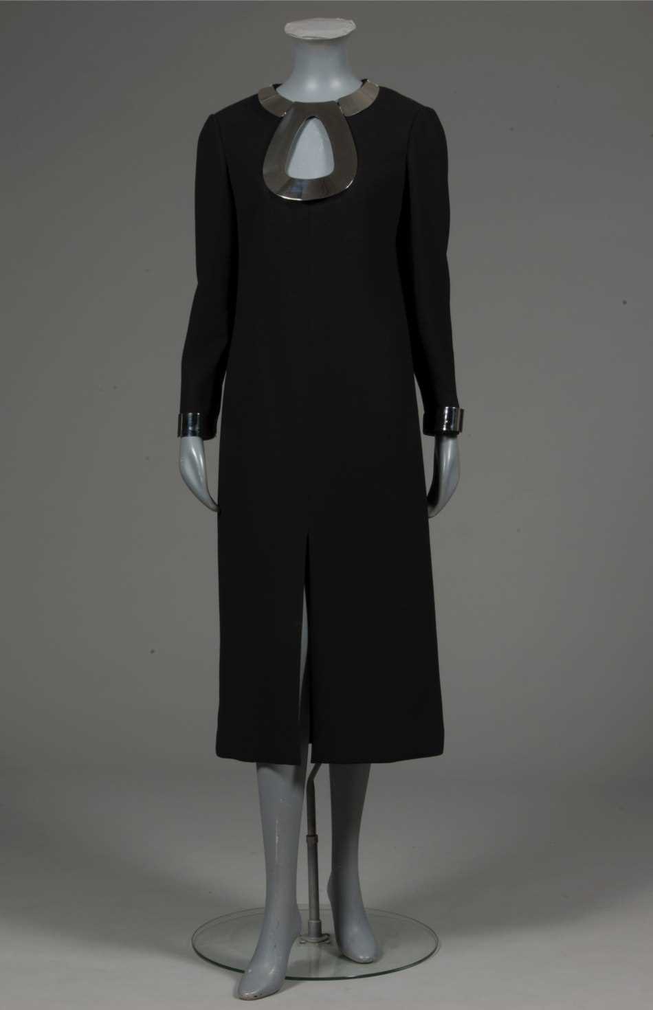 Lot 190 - A Pierre Cardin black wool evening gown with...