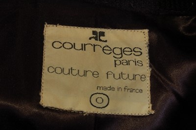 Lot 175 - A Courrges black wool coat and handbag,...