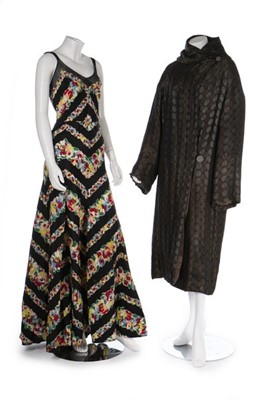 Lot 32 - A Galeries Lafayette lamé evening coat, 1930s,...