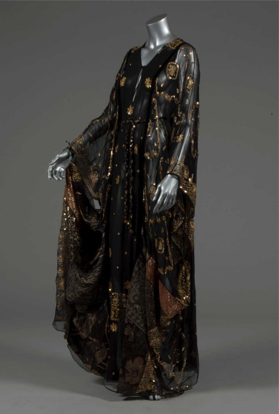 Lot 198 - A dramatic Thea Porter embroidered black...