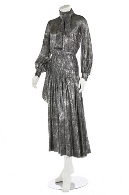 Lot 59 - An Yves Saint Laurent couture silver lamé...