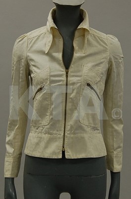 Lot 11 - A Biba ivory cotton damask jacket, circa 1970,...