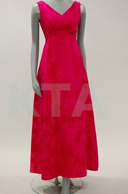 Lot 16 - A Lanvin couture cyclamen pink silk damask...