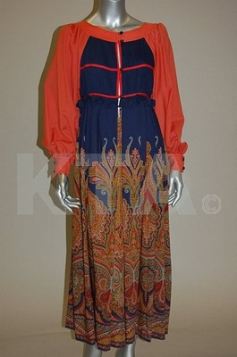Lot 28 - A Bill Gibb printed wool 'peasant' style dress,...