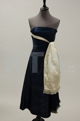 Lot 307 - A Lanvin Castillo midnight blue satin evening...