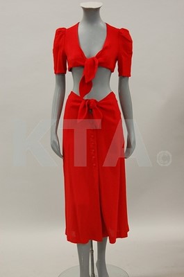 Lot 51 - A Quorum red moss crepe short bolero bodice...