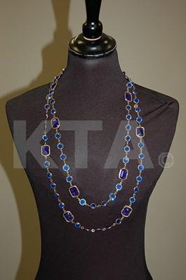 Lot 66 - A Chanel blue glass sautoir, 1981, signed and...