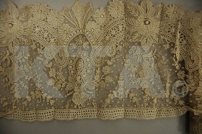 Lot 102 - Brussels point de gaze flounces, circa 1860,...