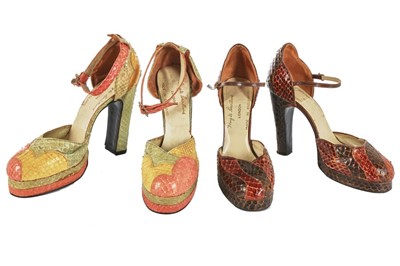 Lot 175 - Two pairs of Terry de Havilland snakeskin...