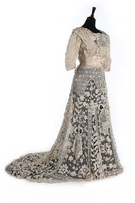 Lot 37 - A Dunlevy of Cincinnati Irish crochet gown,...