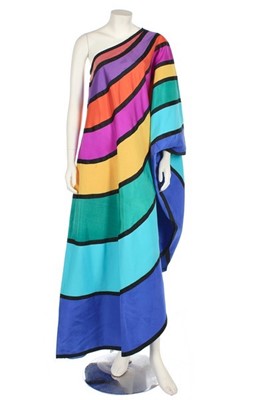 Lot 201 - A Paco Rabanne rainbow striped silk-blend...