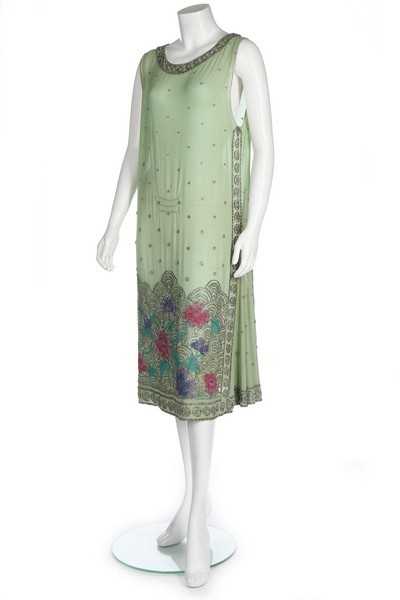 Lot 61 - A Jean Patou couture chinoiserie beaded dress,...