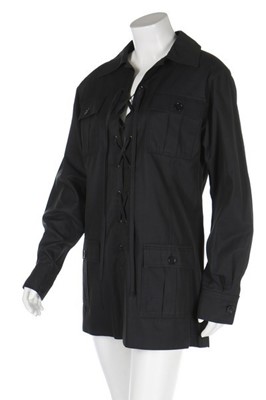 Lot 114 - An Yves Saint Laurent black cotton gabardine...