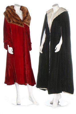 Lot 29 - A group of mainly velvet evening-wear, 1930s,...