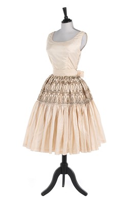 Lot 340 - A Lanvin Castillo embroidered ivory taffeta...