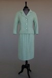 Lot 140 - A Balenciaga couture pale blue tweed suit,...