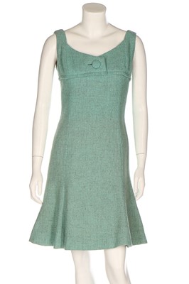 Lot 24 - A Mary Quant teal blue tweed dress, early...