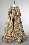 Lot 58 - A robe la Francaise of Chinese lampas satin,...
