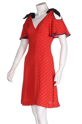 Lot 11 - An Ossie Clark for Radley polka-dot moss crêpe...
