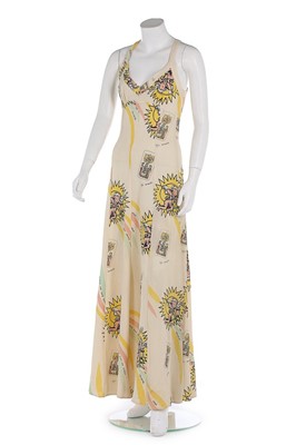 Lot 13 - A Quorum printed ivory moss crêpe dress, late...