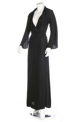 Lot 14 - An Ossie Clark black moss crêpe dress, circa...