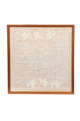 Lot 435 - A pulled and drawnthreadwork muslin sampler,...