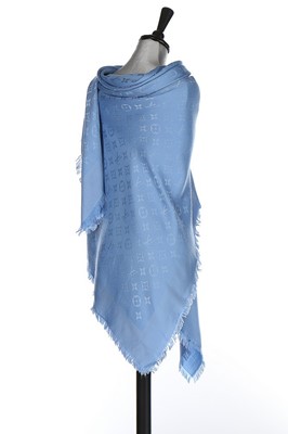 Lot 42 - A Louis Vuitton blue silk-wool monogrammed...