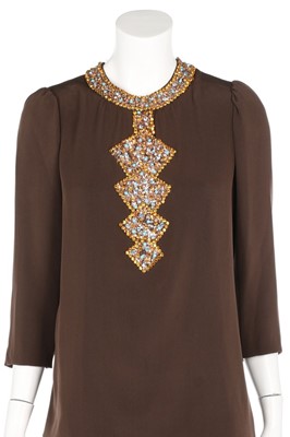 Lot 342 - A Pierre Cardin brown silk crêpe evening...