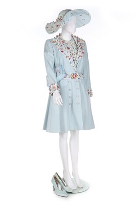Lot 346 - Two bespoke baby-blue ensembles embellished...