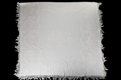 Lot 438 - A white cotton candlewick coverlet, American,...