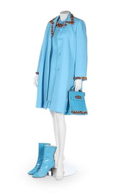 Lot 360 - A bespoke sky-blue linen-blend ensemble, 1990s-...