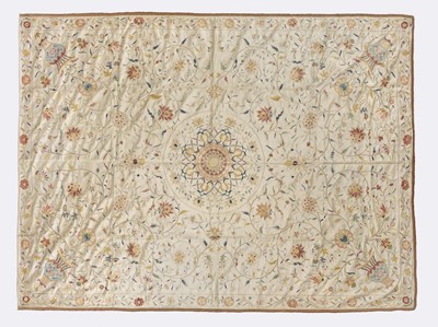Lot 484 - A finely embroidered coverlet, Chinese for the...
