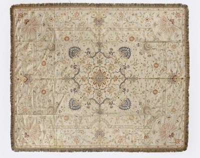 Lot 485 - A finely embroidered coverlet, Chinese for the...