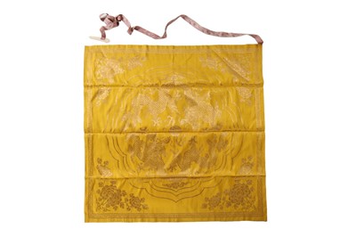 Lot 486 - A yellow and gold brocade panel, Chinese,...