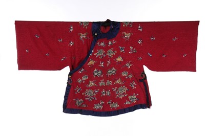 Lot 490 - A burgundy damask informal robe, chang-fu,...