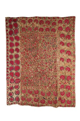 Lot 467 - A large embroidered suzani, probably...