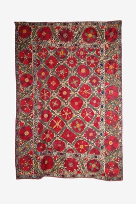 Lot 472 - A large embroidered suzani, Bukhara,...