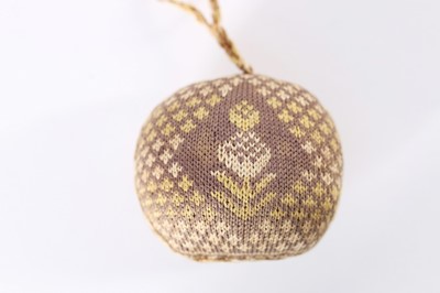Lot 436 - A knitted silk pin-cushion, 'Mary Frost 1800',...
