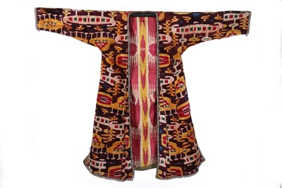 Lot 476 - An ikat velvet chapan, Bokharan, late 19th...