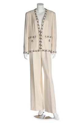 Lot 1 - A Chanel white silk tweed suit, 2002, labelled...